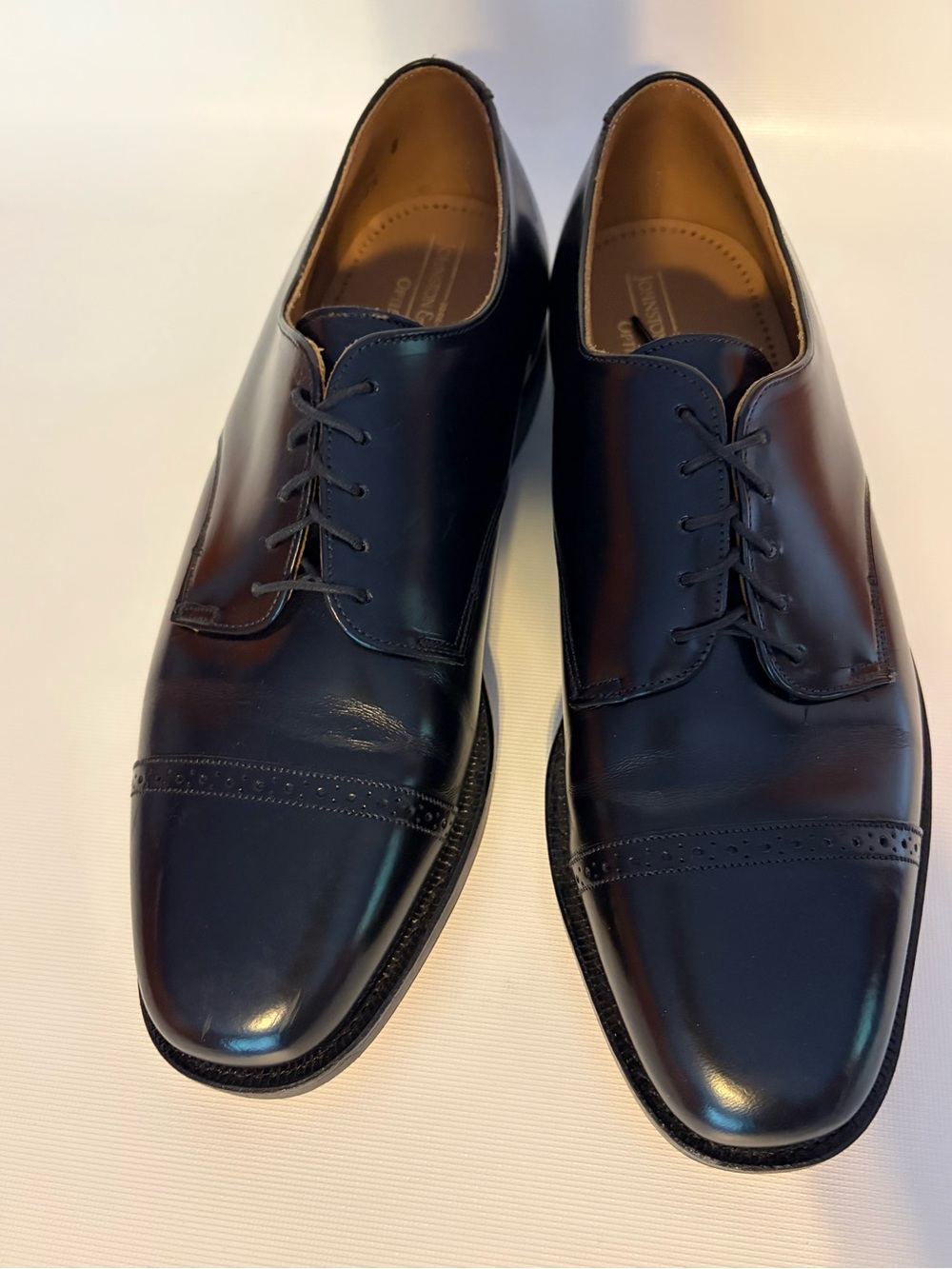 Men's Johnston & Murphy Black Cap-Toe Dress Shoes